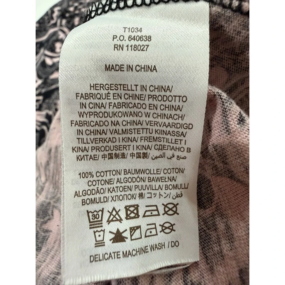 Boden Pink Black Paisley Smocked V-Neck Cotton Blouse Top T1034 US 10 UK 14